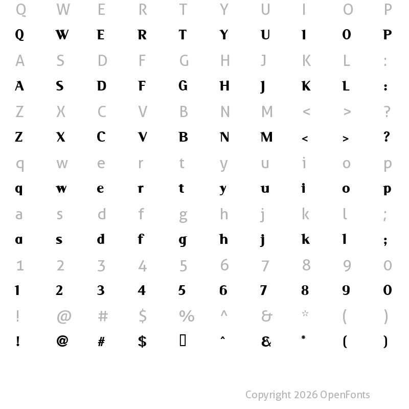 Character Map of Serif Black Serif Black