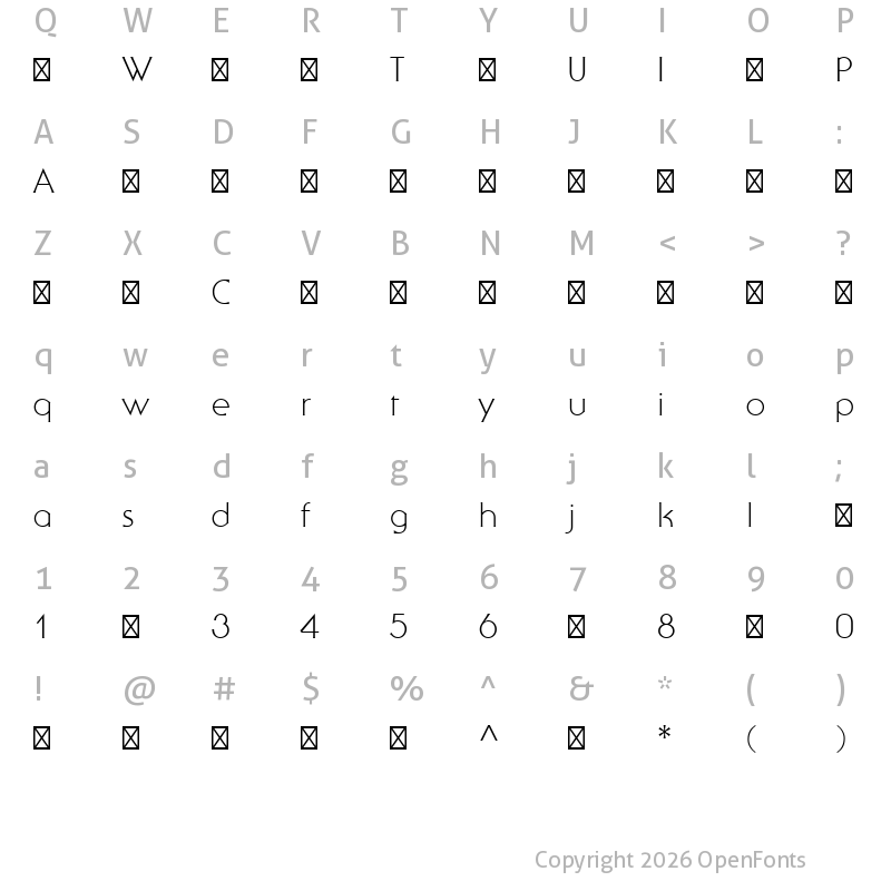 Character Map of SerifGothicStd-Light ?
