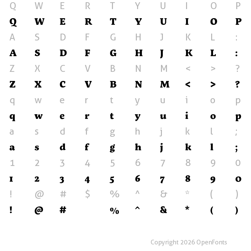 Character Map of Servus Slab ExtraBold