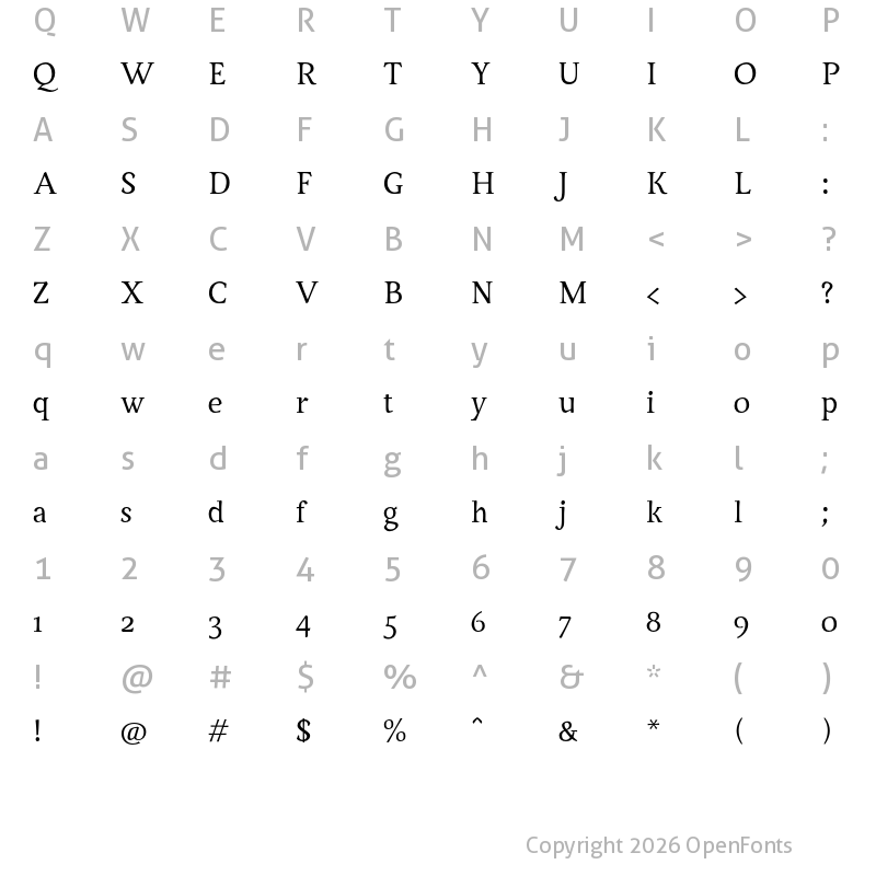 Character Map of Servus Text Display display