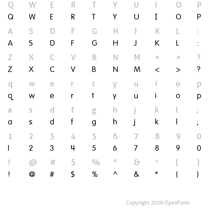 Character Map of Sesame Street English Light