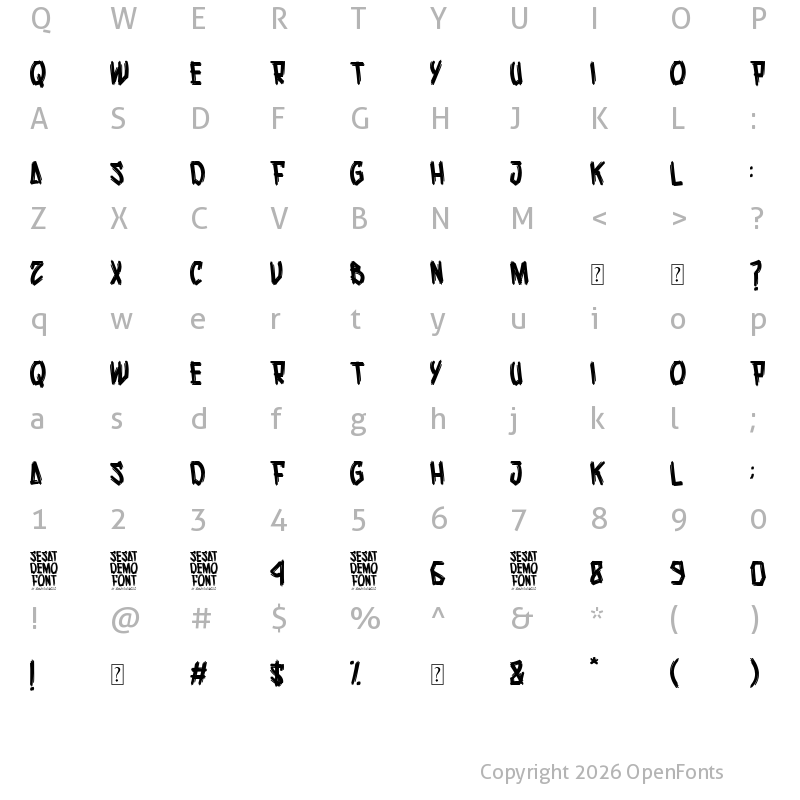 Character Map of SESAT Regular