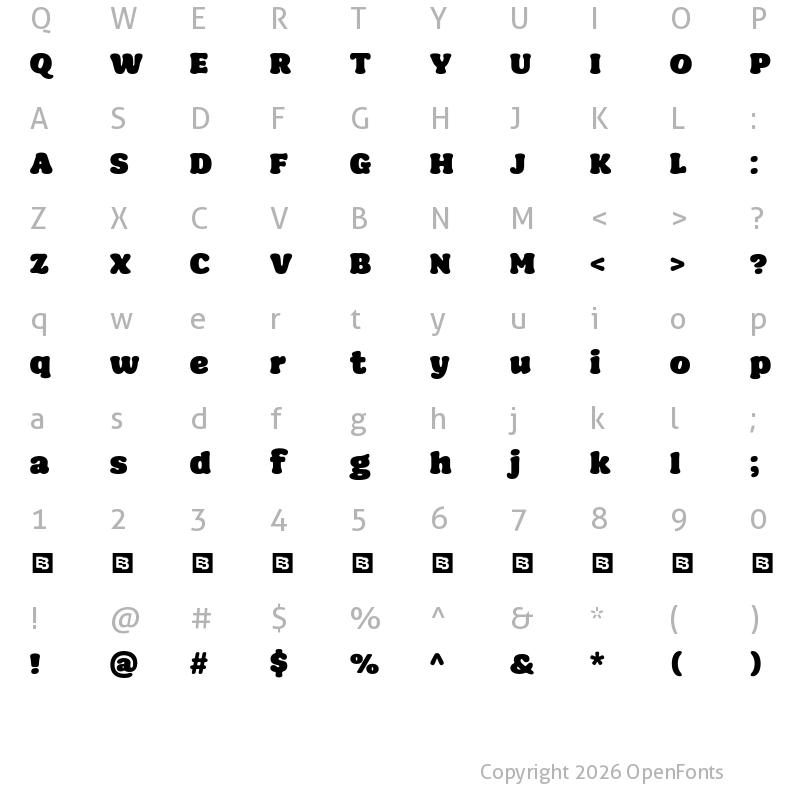 Character Map of Seventies Sunrise Trial Regular