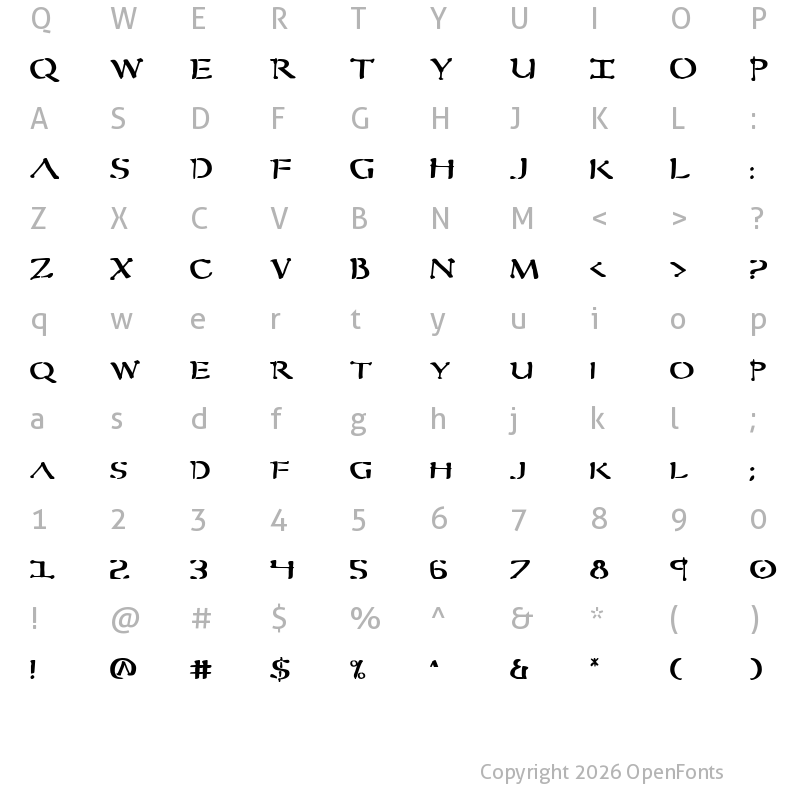 Character Map of Sever Bold