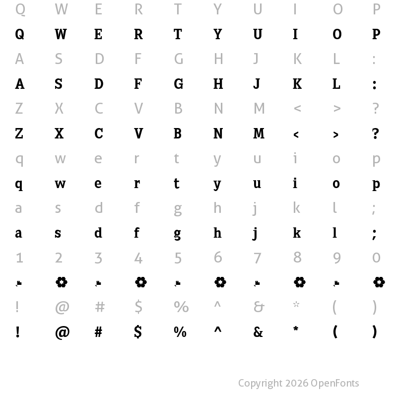 Character Map of Sextan Bold