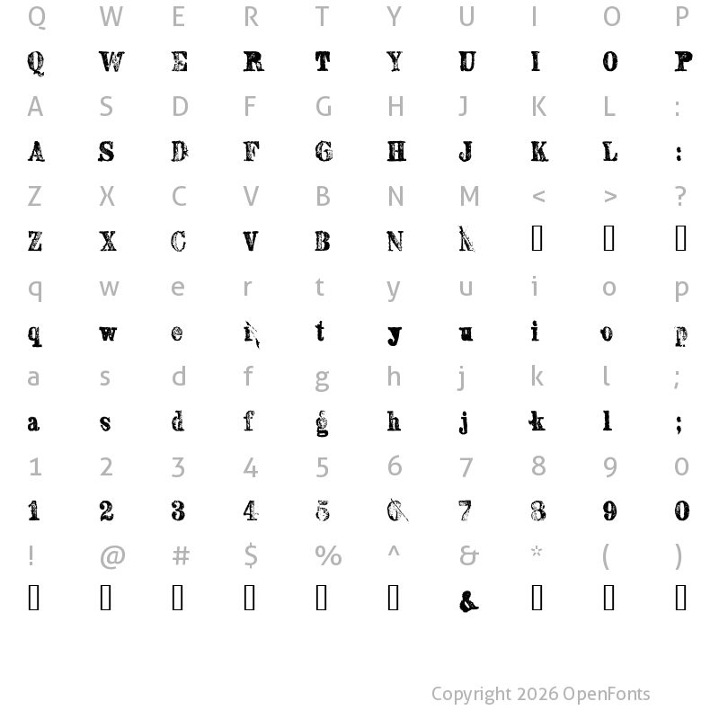 Character Map of SextonSerif Regular