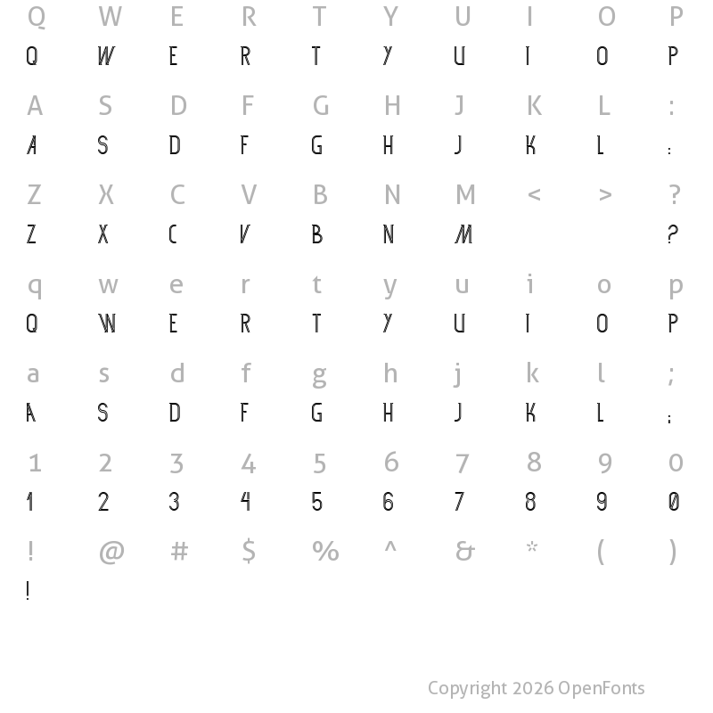 Character Map of SF 360RT Regular