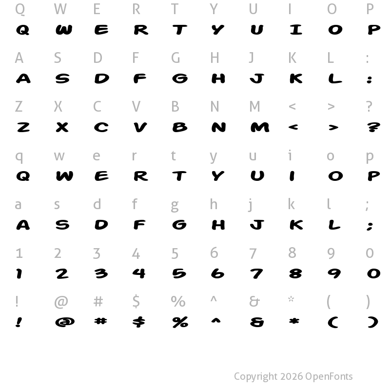 Character Map of SF Action Man Extended Bold