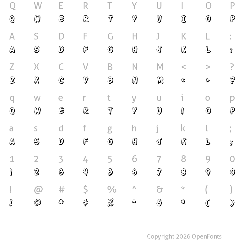 Character Map of SF Action Man Shaded Regular
