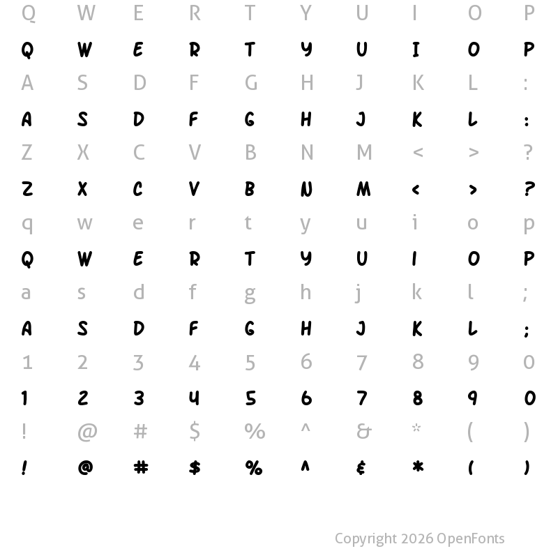 Character Map of SF Arch Rival Bold