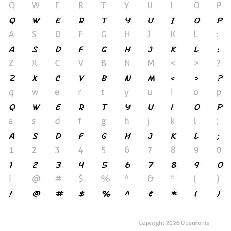 Character Map of SF Arch Rival Extended Italic