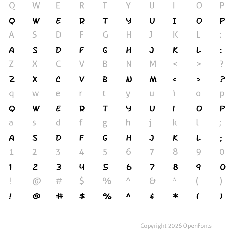 Character Map of SF Arch Rival Extended Regular