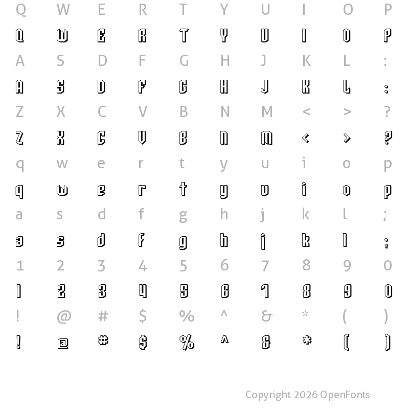 Character Map of SF Archery Black Shaded Regular