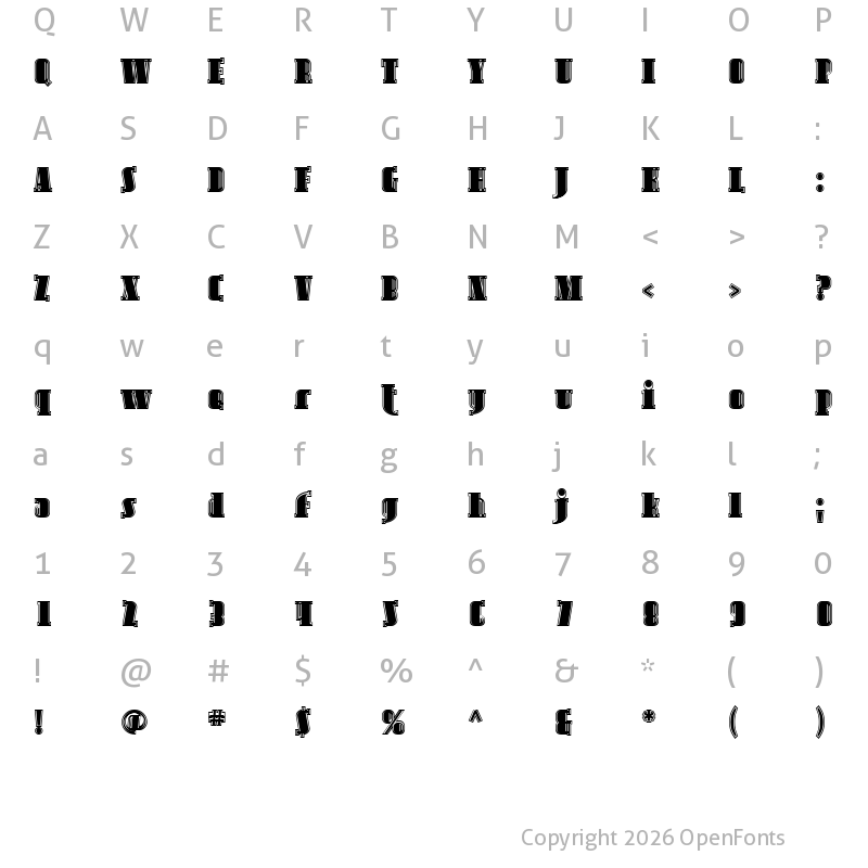 Character Map of SF Avondale Inline Regular
