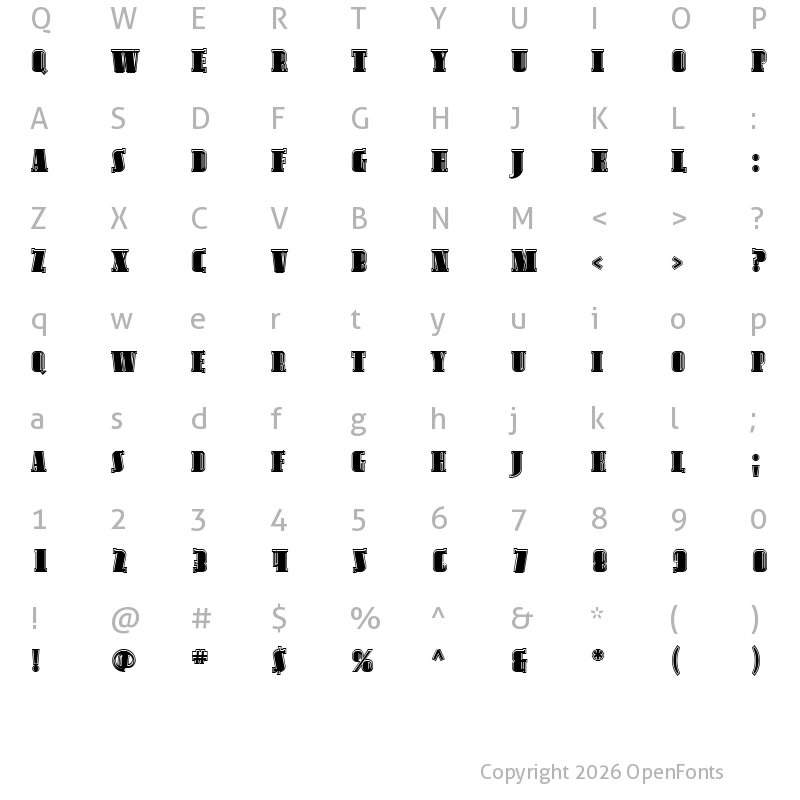 Character Map of SF Avondale SC Inline Regular