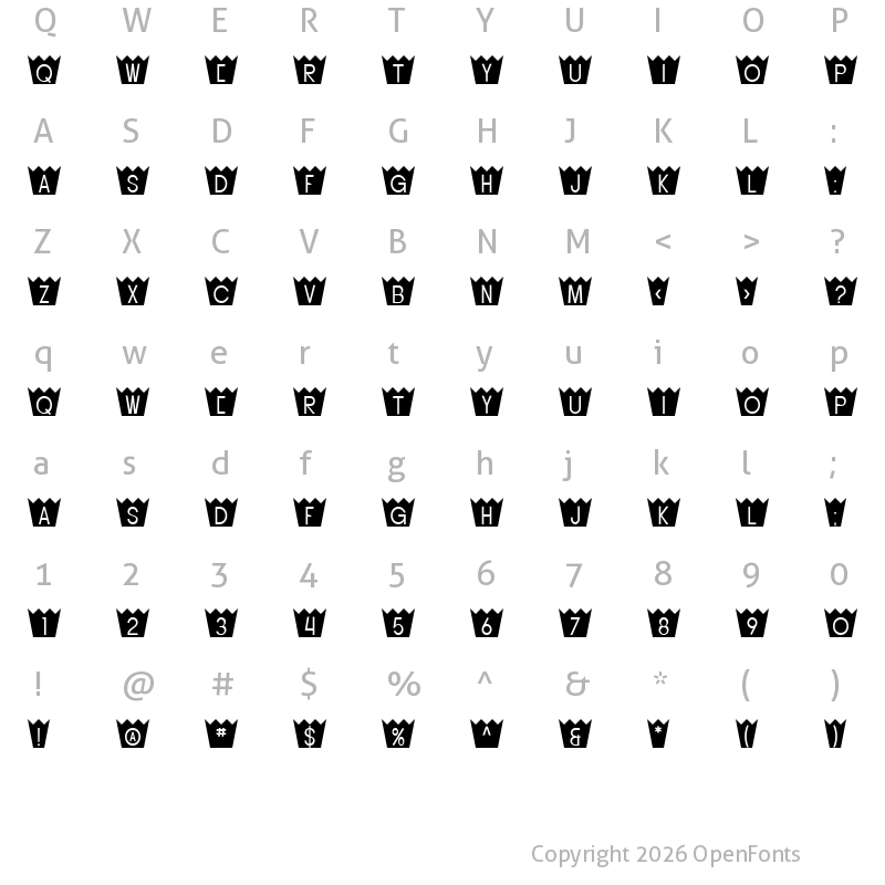 Character Map of SF Buttacup Regular