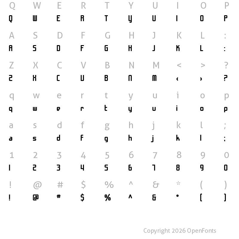 Character Map of SF Chrome Fenders Bold