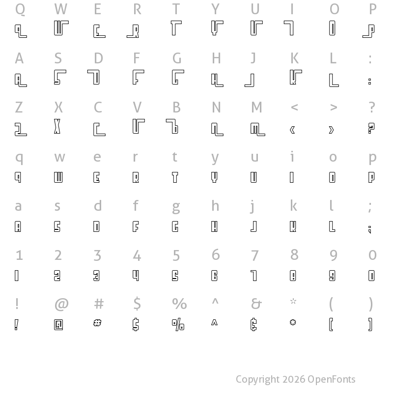 Character Map of SF Cosmic Age Outline Regular