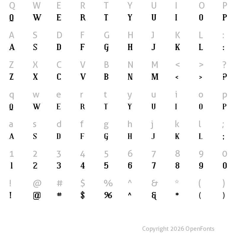 Character Map of SF Covington SC Exp Bold