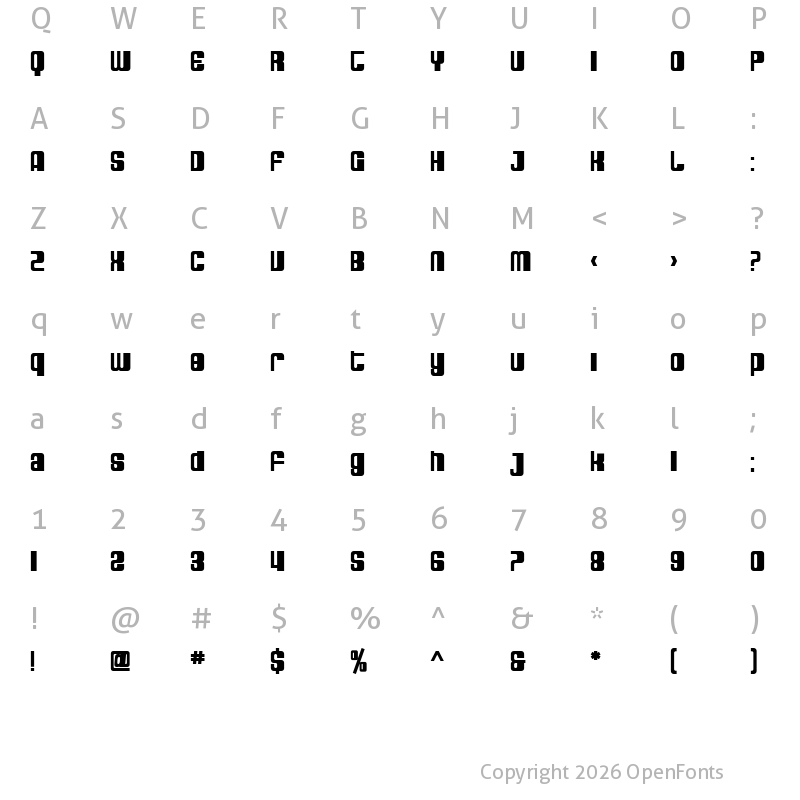 Character Map of SF DecoTechno Bold
