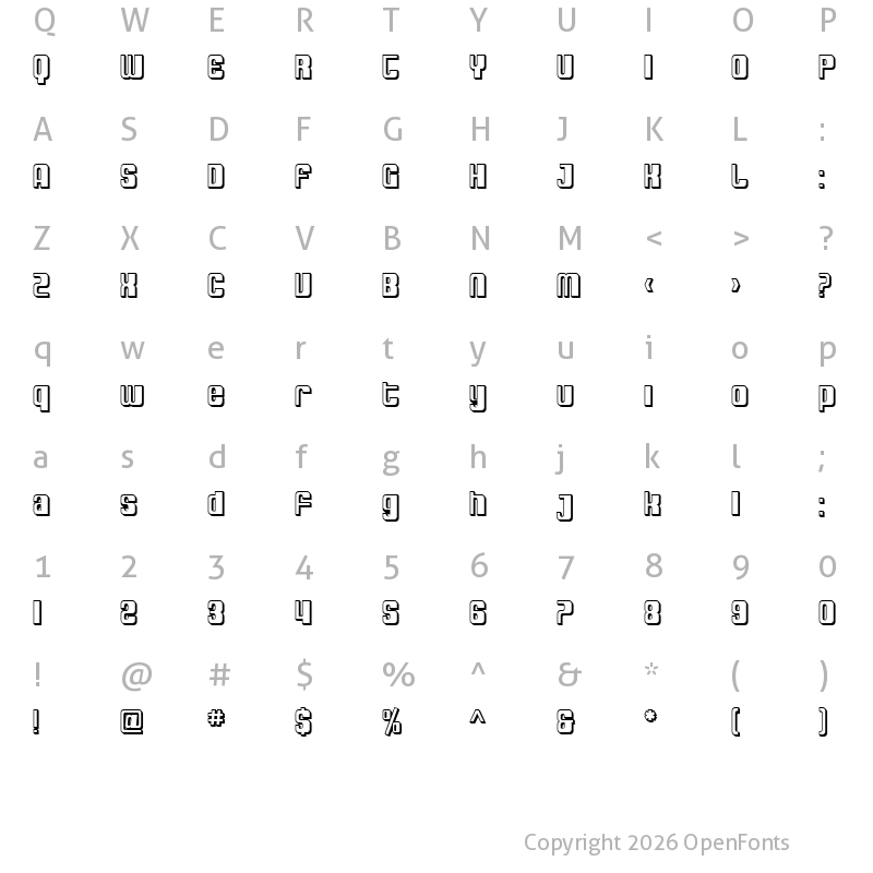 Character Map of SF DecoTechno Shaded Regular