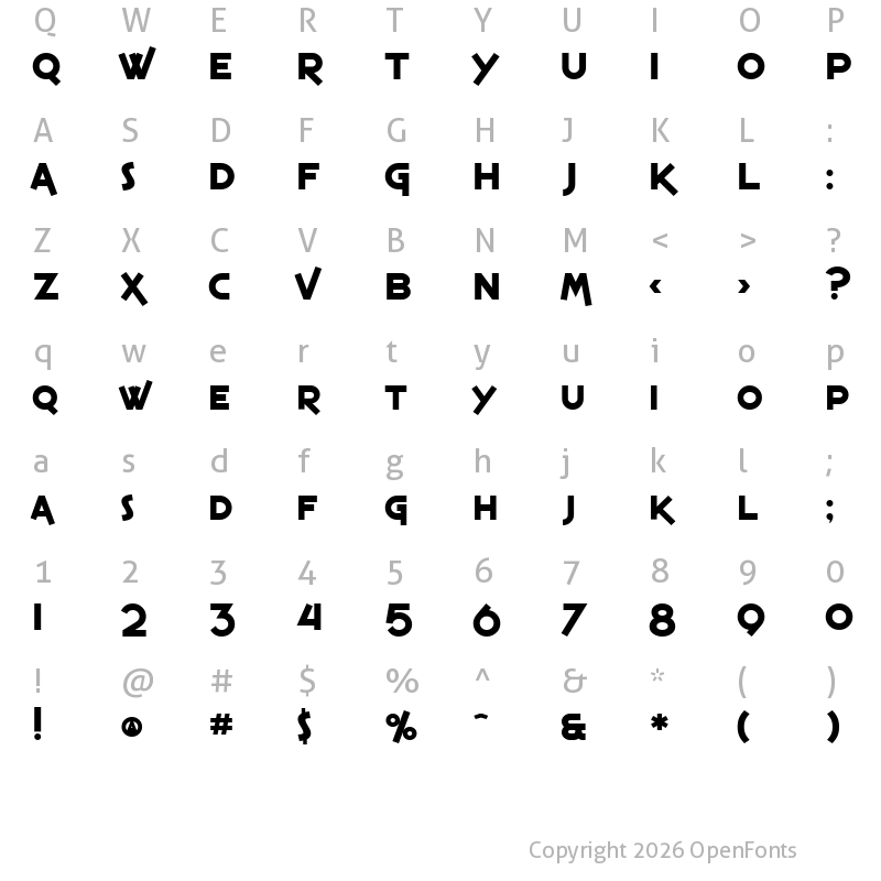 Character Map of SF Espresso Shack Bold