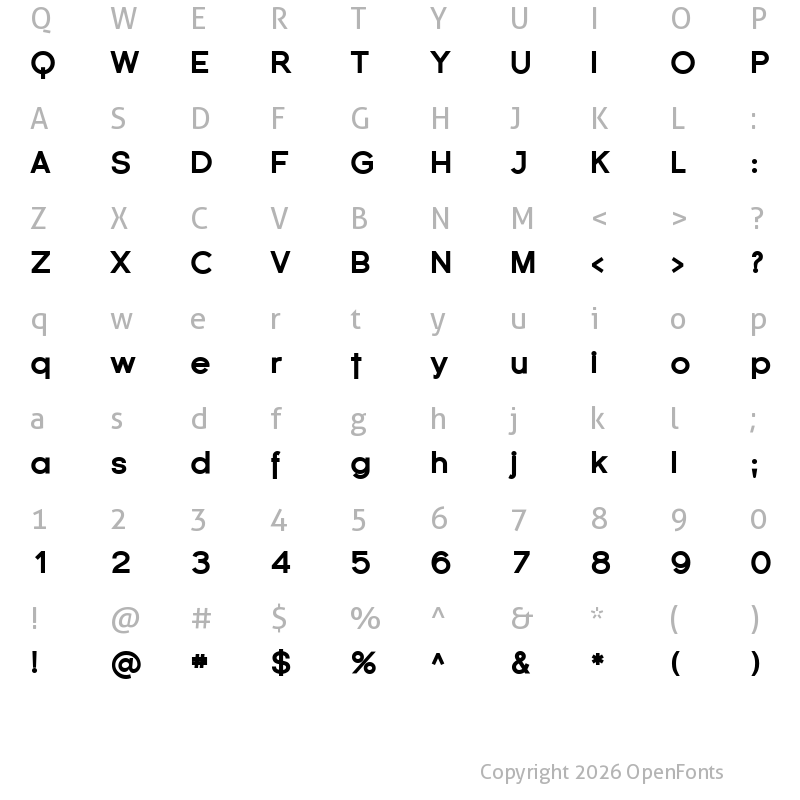 Character Map of SF Florencesans Black Black
