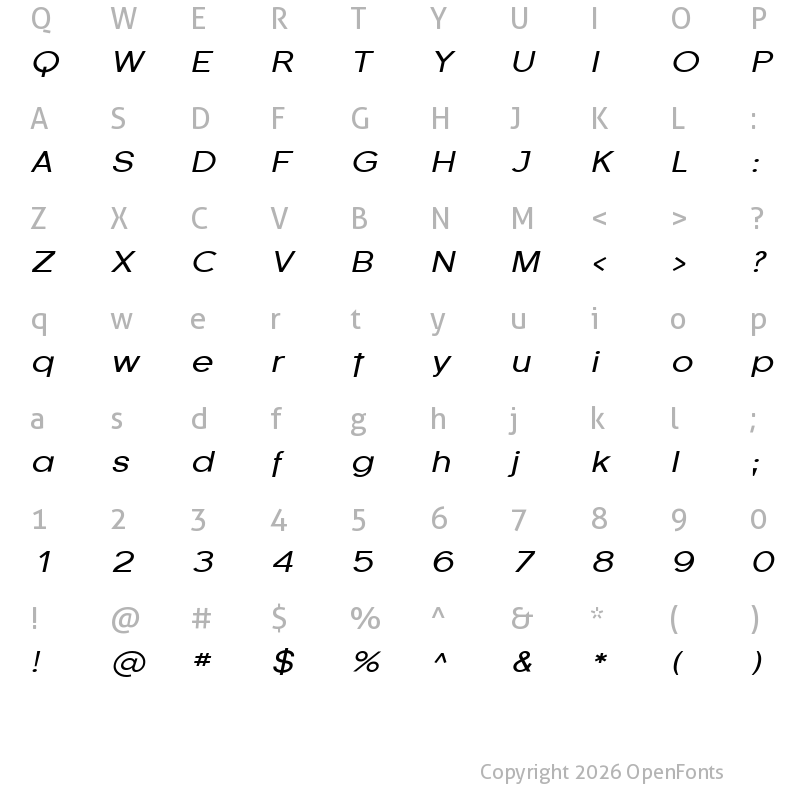 Character Map of SF Florencesans Exp Italic