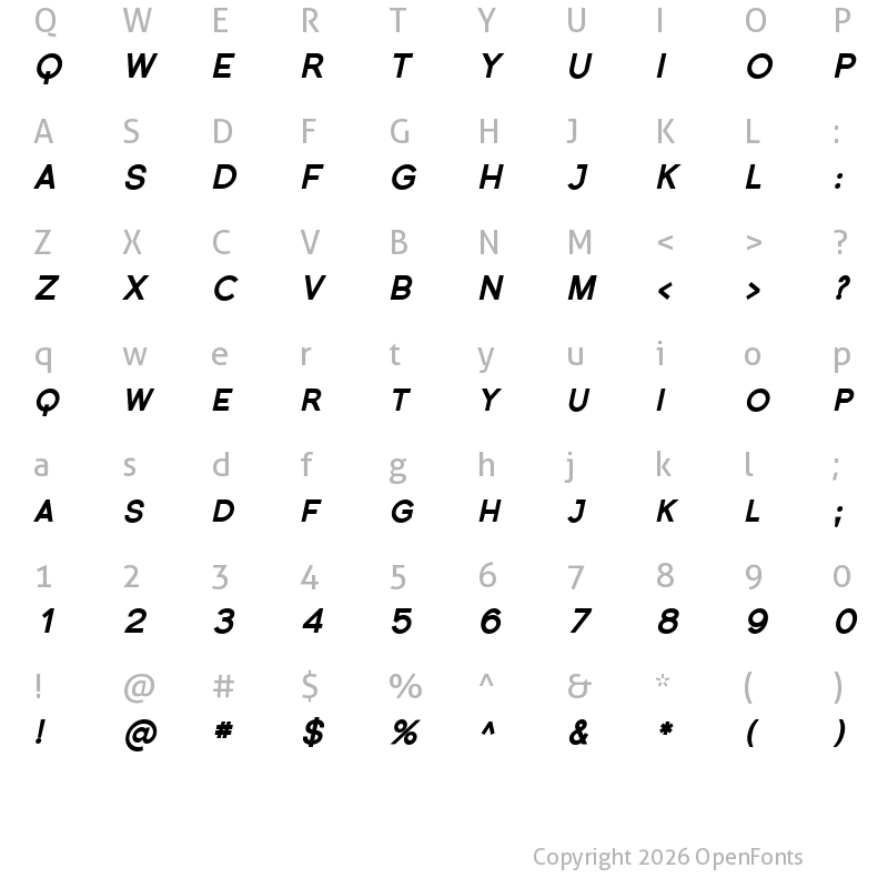 Character Map of SF Florencesans SC Black Italic