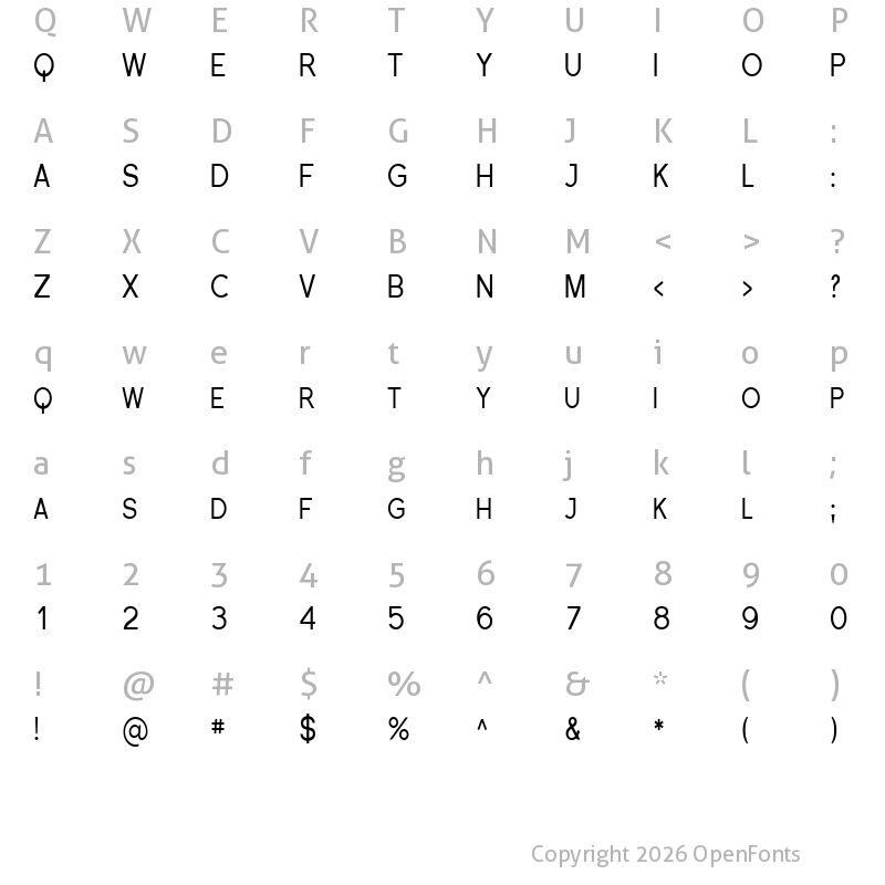 Character Map of SF Florencesans SC Cond Regular