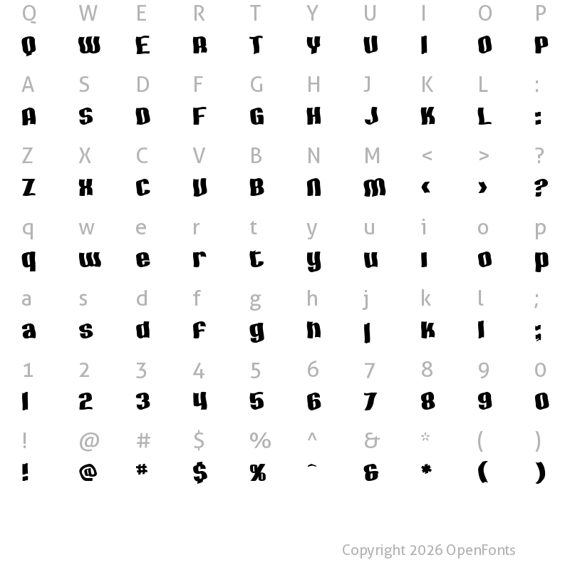 Character Map of SF Hallucination Regular