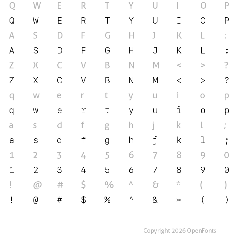 Character Map of SF Mono Light
