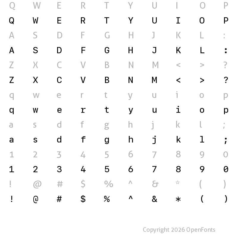 Character Map of SF Mono Medium