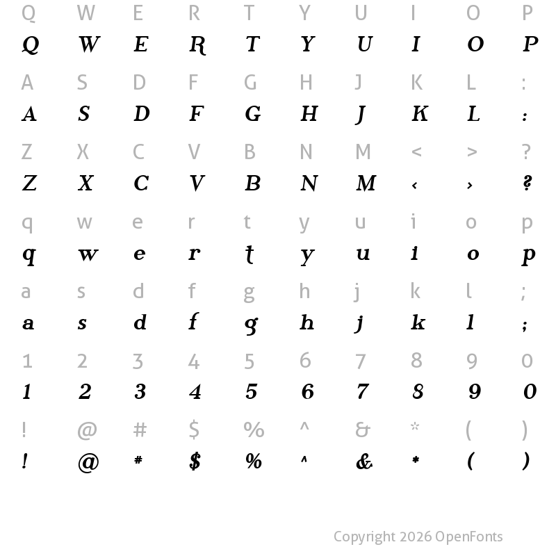 Character Map of SF Phosphorus Tribromide Regular