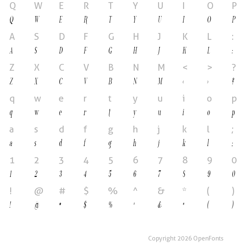 Character Map of SF Phosphorus Trichloride Regular