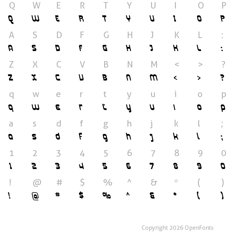 Character Map of SF Plasmatica Rev Bold Italic