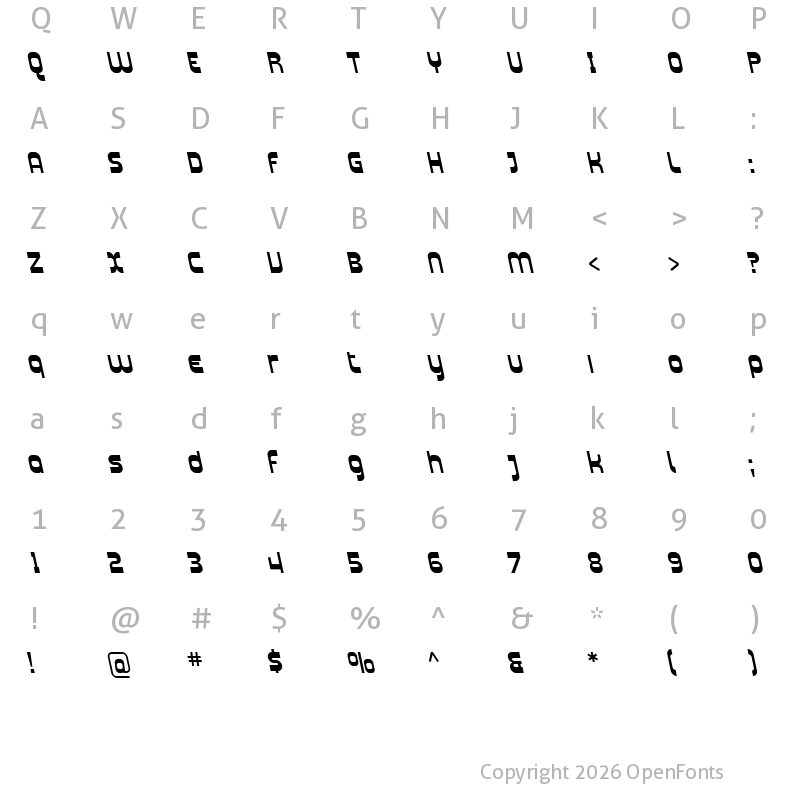 Character Map of SF Plasmatica Rev Italic