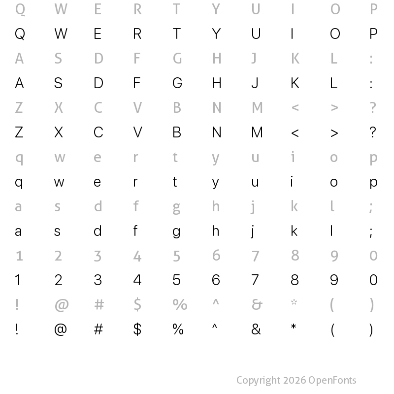 Character Map of SF Pro Rounded Light