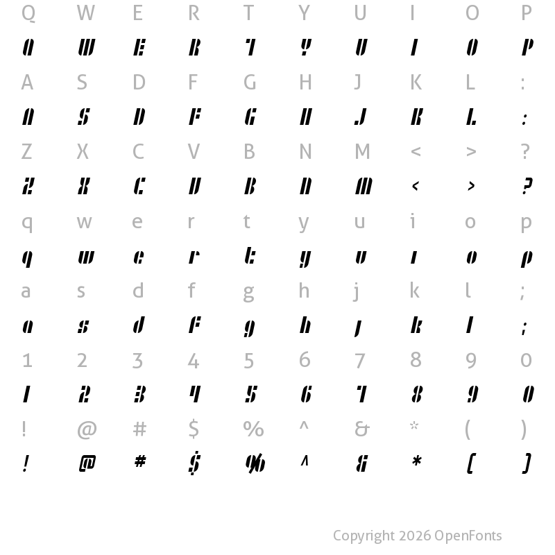 Character Map of SF RetroSplice Condensed Regular