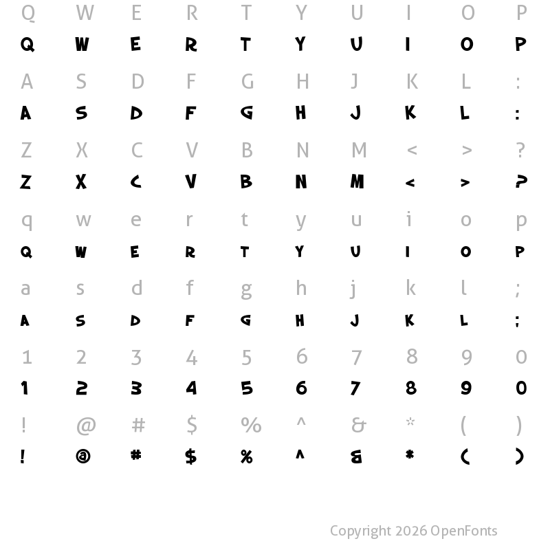 Character Map of SF Slapstick Comic SC Bold