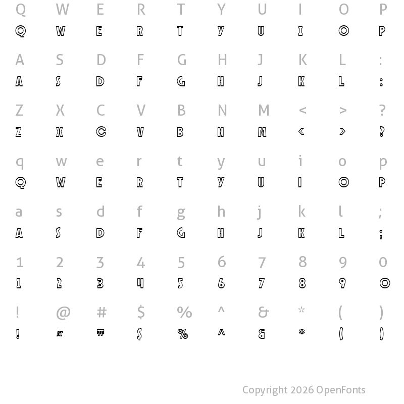 Character Map of SF Speakeasy Outline Regular