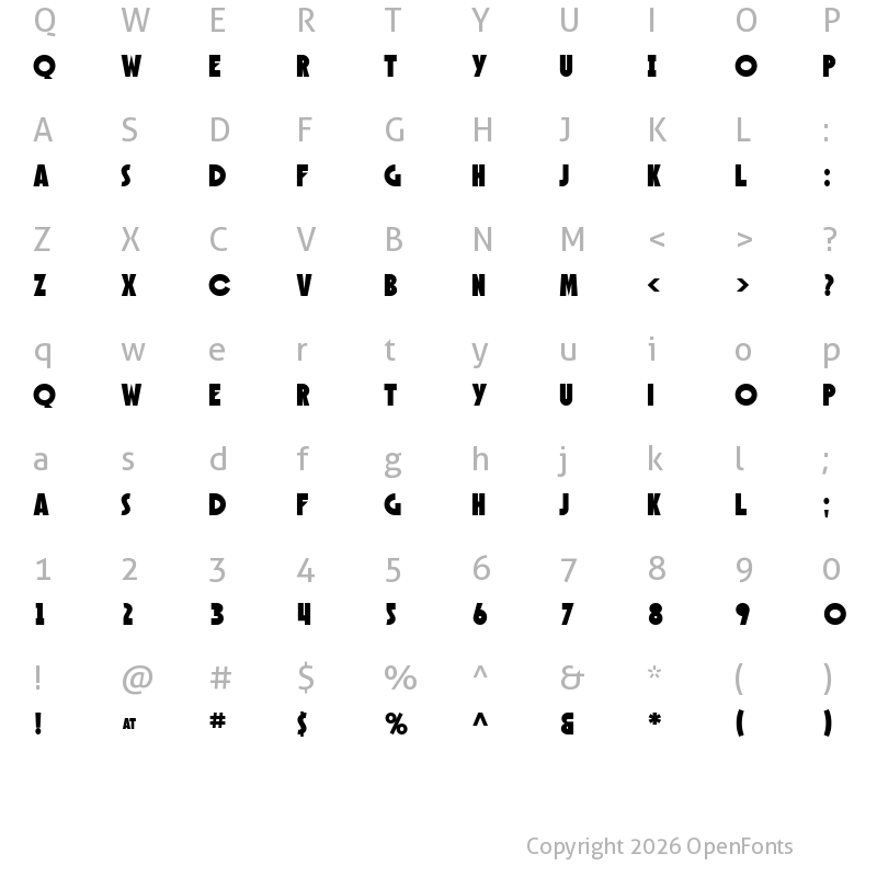 Character Map of SF Speakeasy Regular