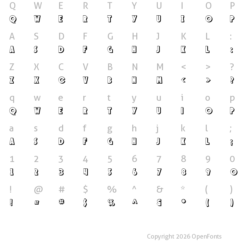 Character Map of SF Speakeasy Shaded Regular