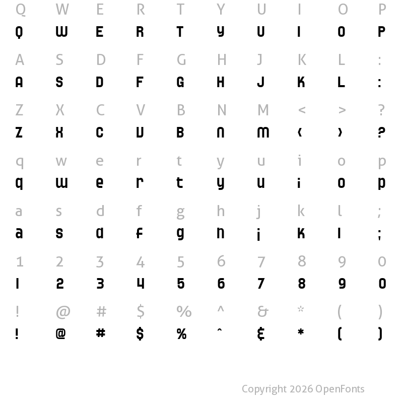 Character Map of SF Speedwaystar Regular