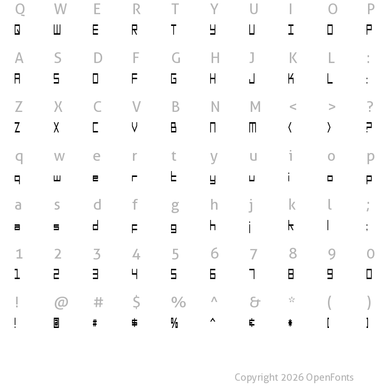 Character Map of SF Square Head Condensed Regular