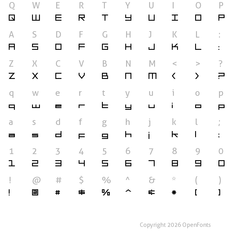 Character Map of SF Square Head Regular