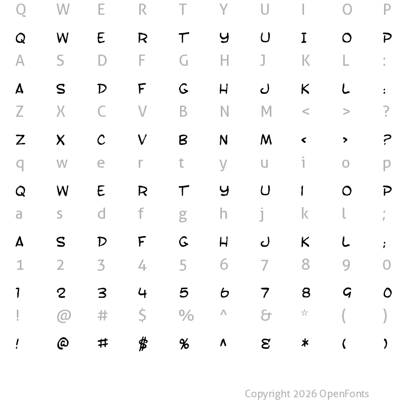 Character Map of SF Toontime Blotch Regular