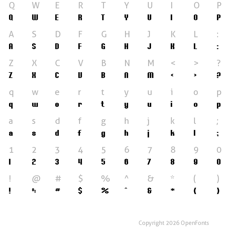 Character Map of SF Willamette Extended Bold
