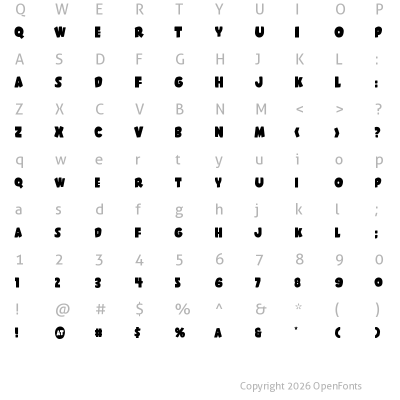 Character Map of Shablagoo Overlap Regular