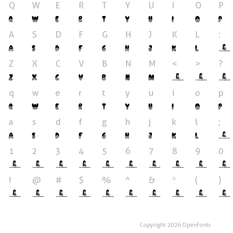 Character Map of Shades of Black Regular